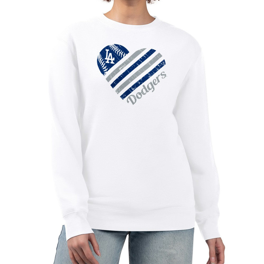 Los Angeles Dodgers G-III 4Her by Carl Banks Women's Heart Logo Fleece Pullover Sweatshirt - MLB