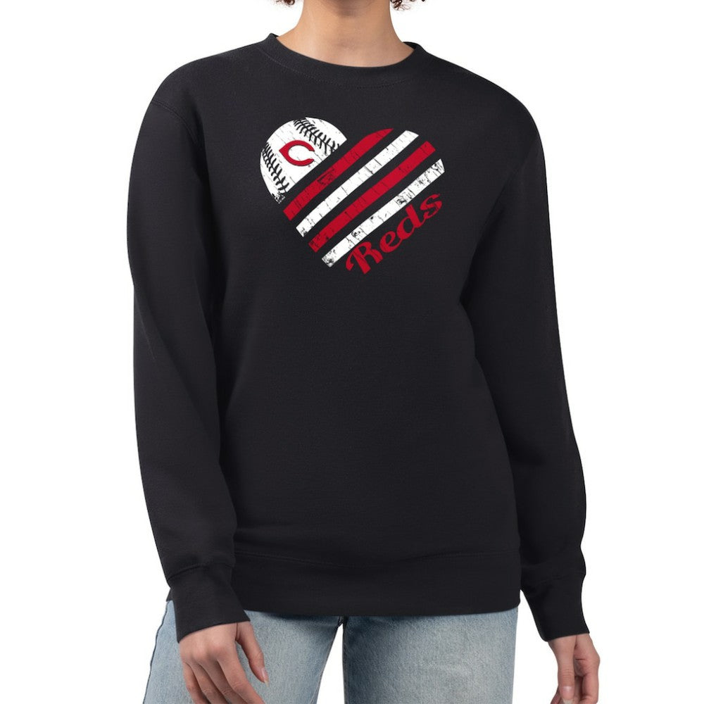 Cincinnati Reds G-III 4Her by Carl Banks Women's Heart Logo Fleece Pullover Sweatshirt - MLB