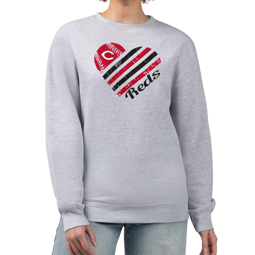 Cincinnati Reds G-III 4Her by Carl Banks Women's Heart Logo Fleece Pullover Sweatshirt - MLB