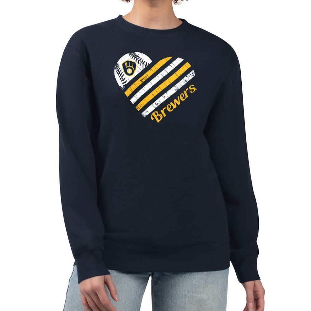 Milwaukee Brewers G-III 4Her by Carl Banks Women's Heart Logo Fleece Pullover Sweatshirt - MLB