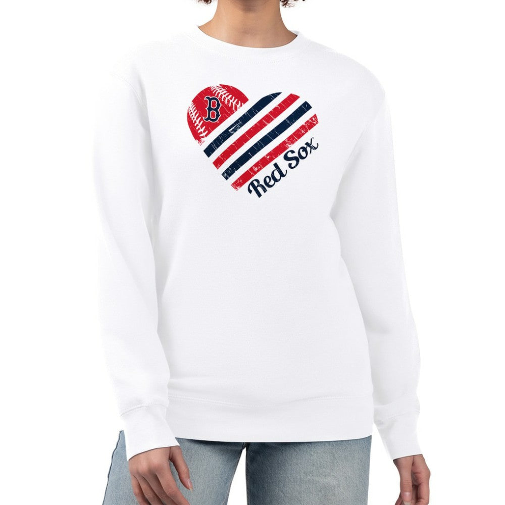 Boston Red Sox G-III 4Her by Carl Banks Women's Heart Logo Fleece Pullover Sweatshirt - MLB