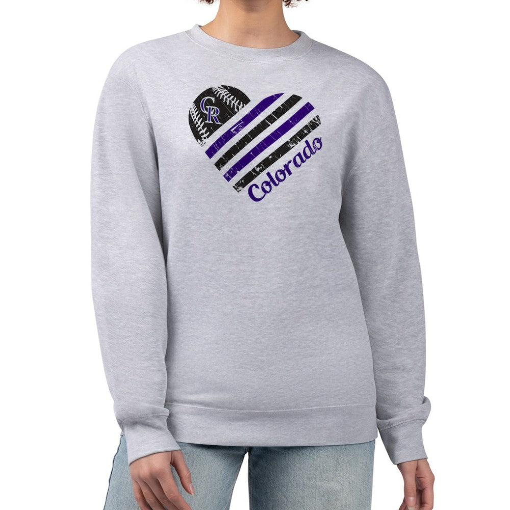 Colorado Rockies G-III 4Her by Carl Banks Women's Heart Logo Fleece Pullover Sweatshirt - MLB