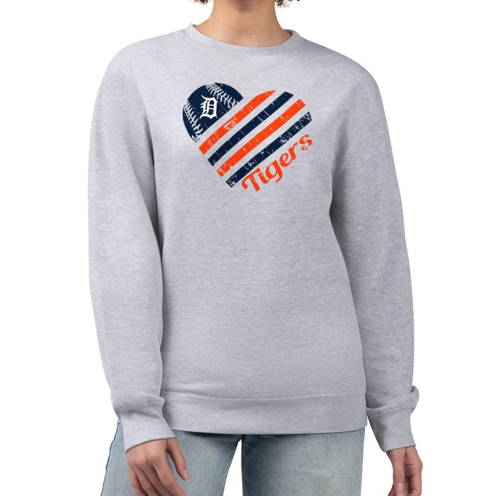 Detroit Tigers G-III 4Her by Carl Banks Women's Heart Logo Fleece Pullover Sweatshirt - MLB