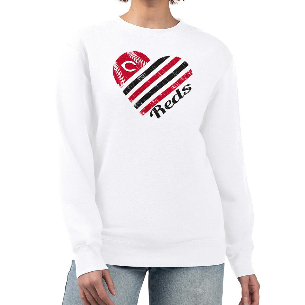 Cincinnati Reds G-III 4Her by Carl Banks Women's Heart Logo Fleece Pullover Sweatshirt - MLB