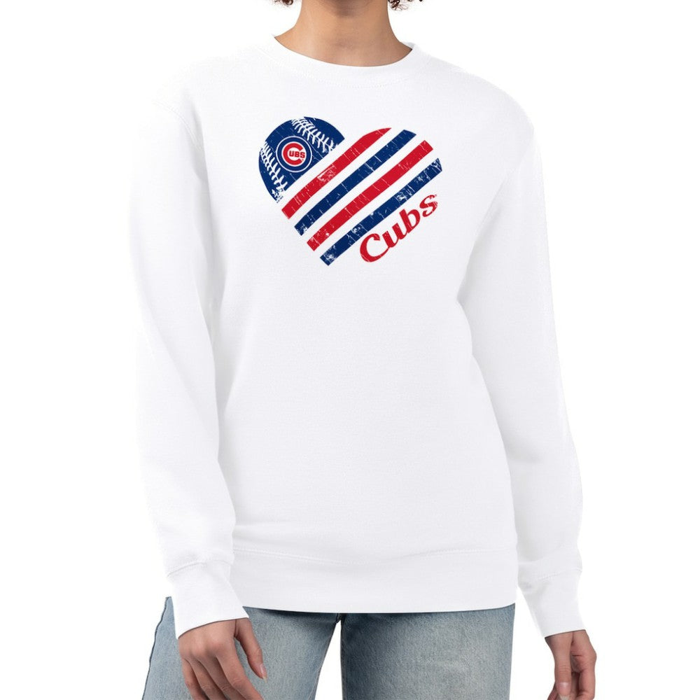 Chicago Cubs G-III 4Her by Carl Banks Women's Heart Logo Fleece Pullover Sweatshirt - MLB