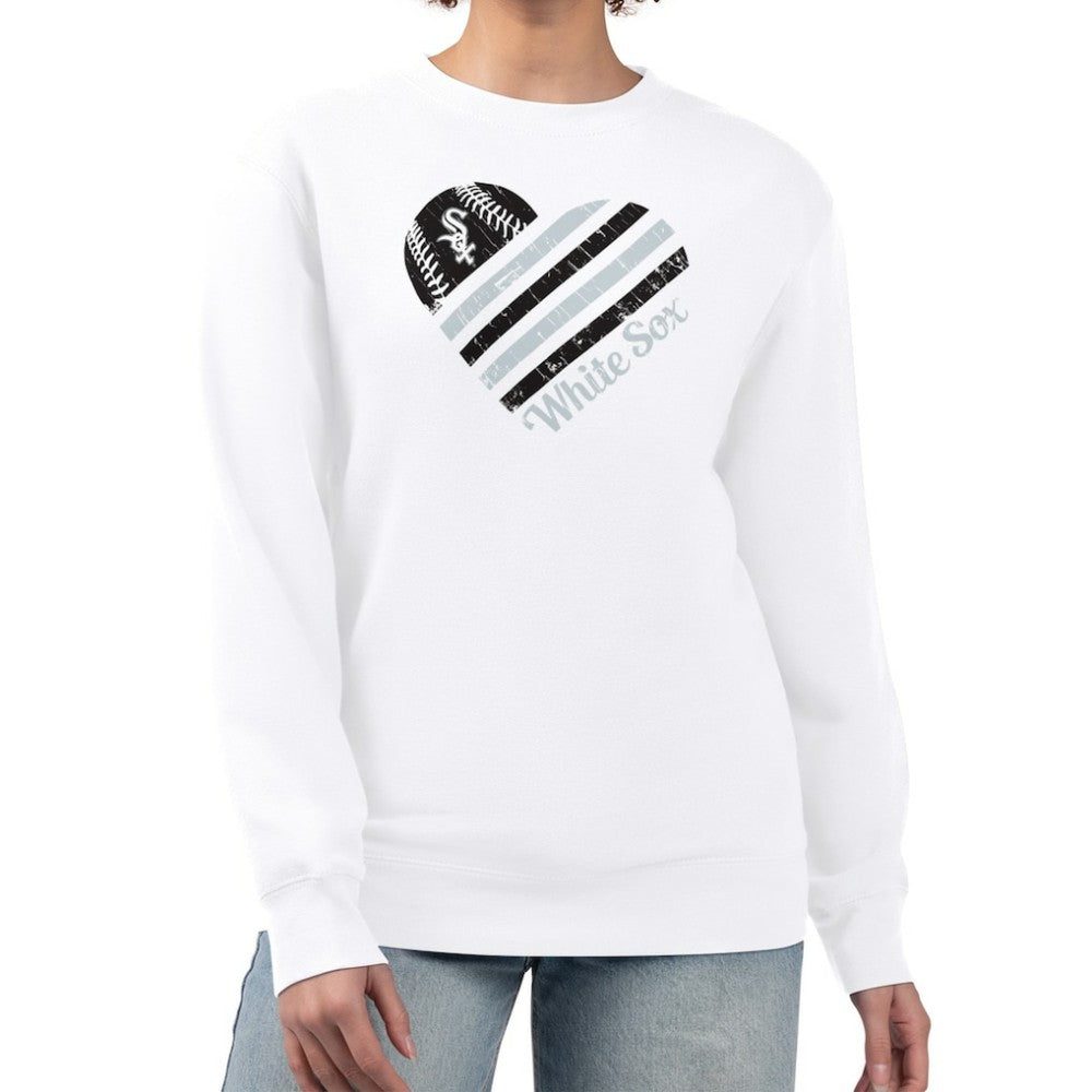 Chicago White Sox G-III 4Her by Carl Banks Women's Heart Logo Fleece Pullover Sweatshirt - MLB