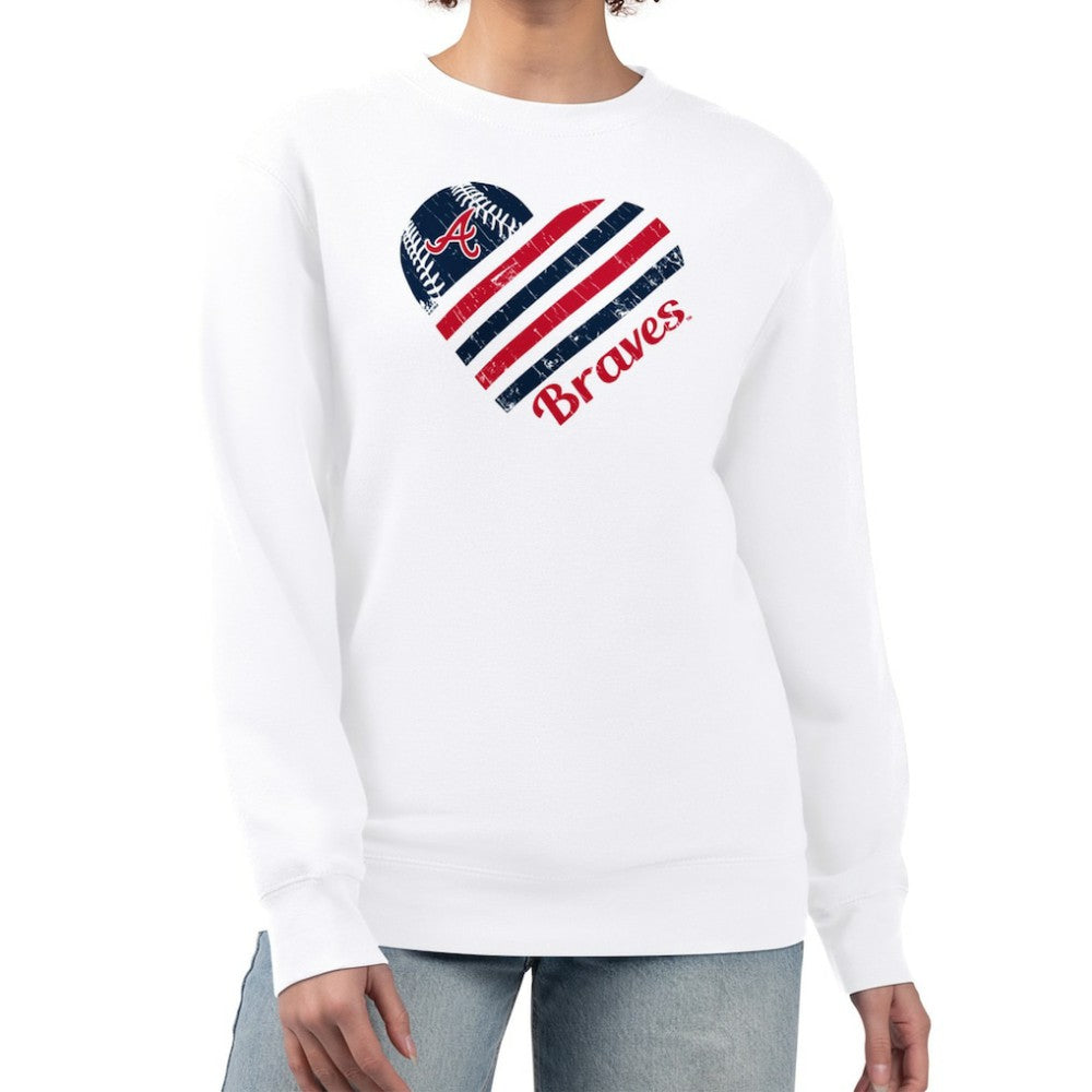 Atlanta Braves G-III 4Her by Carl Banks Women's Heart Logo Fleece Pullover Sweatshirt - MLB