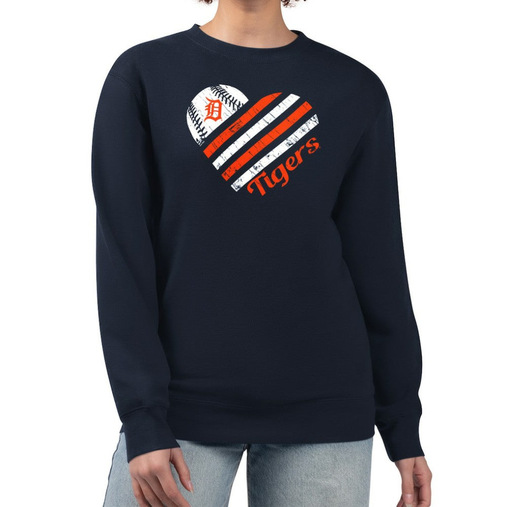 Detroit Tigers G-III 4Her by Carl Banks Women's Heart Logo Fleece Pullover Sweatshirt - MLB