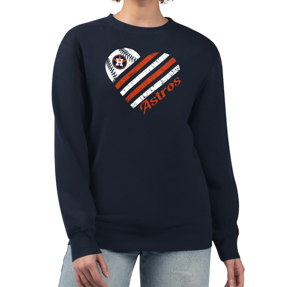 Houston Astros G-III 4Her by Carl Banks Women's Heart Logo Fleece Pullover Sweatshirt - MLB