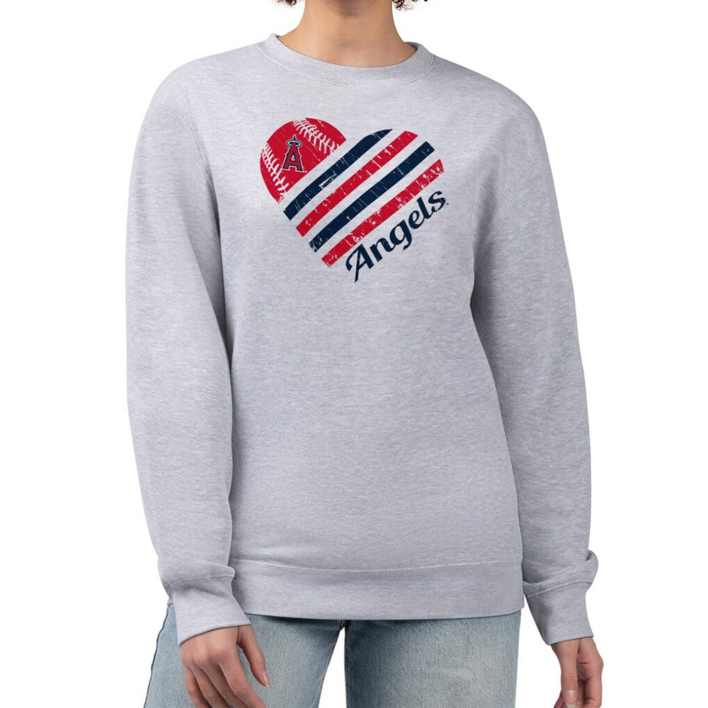 Los Angeles Angels G-III 4Her by Carl Banks Women's Heart Logo Fleece Pullover Sweatshirt - MLB