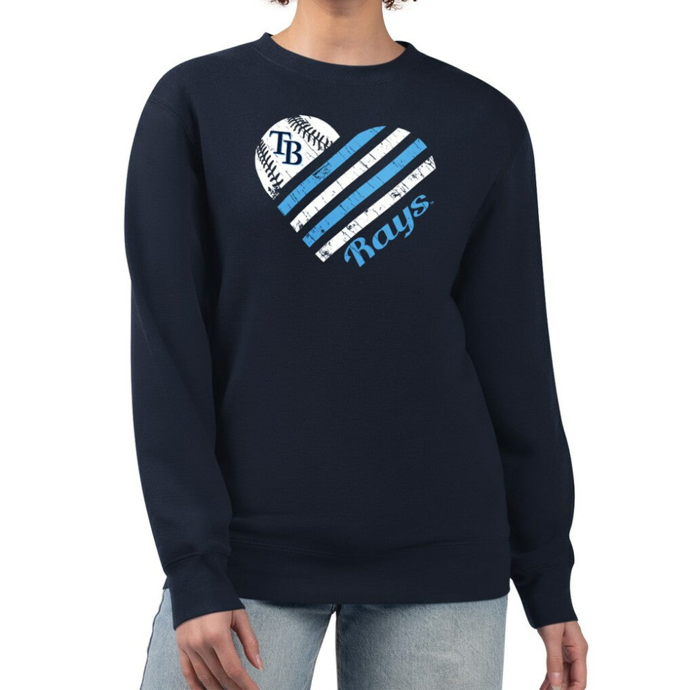 Tampa Bay Rays G-III 4Her by Carl Banks Women's Heart Logo Fleece Pullover Sweatshirt - MLB