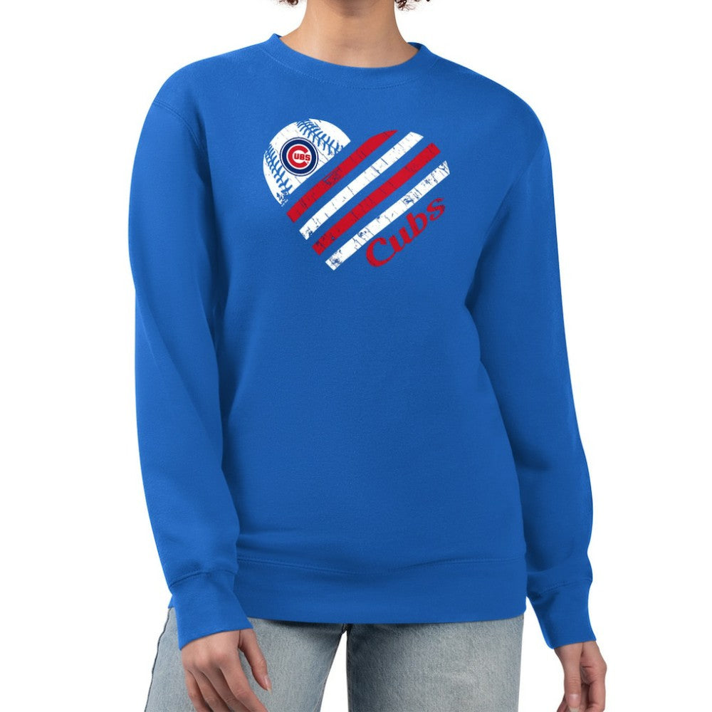 Chicago Cubs G-III 4Her by Carl Banks Women's Heart Logo Fleece Pullover Sweatshirt - MLB