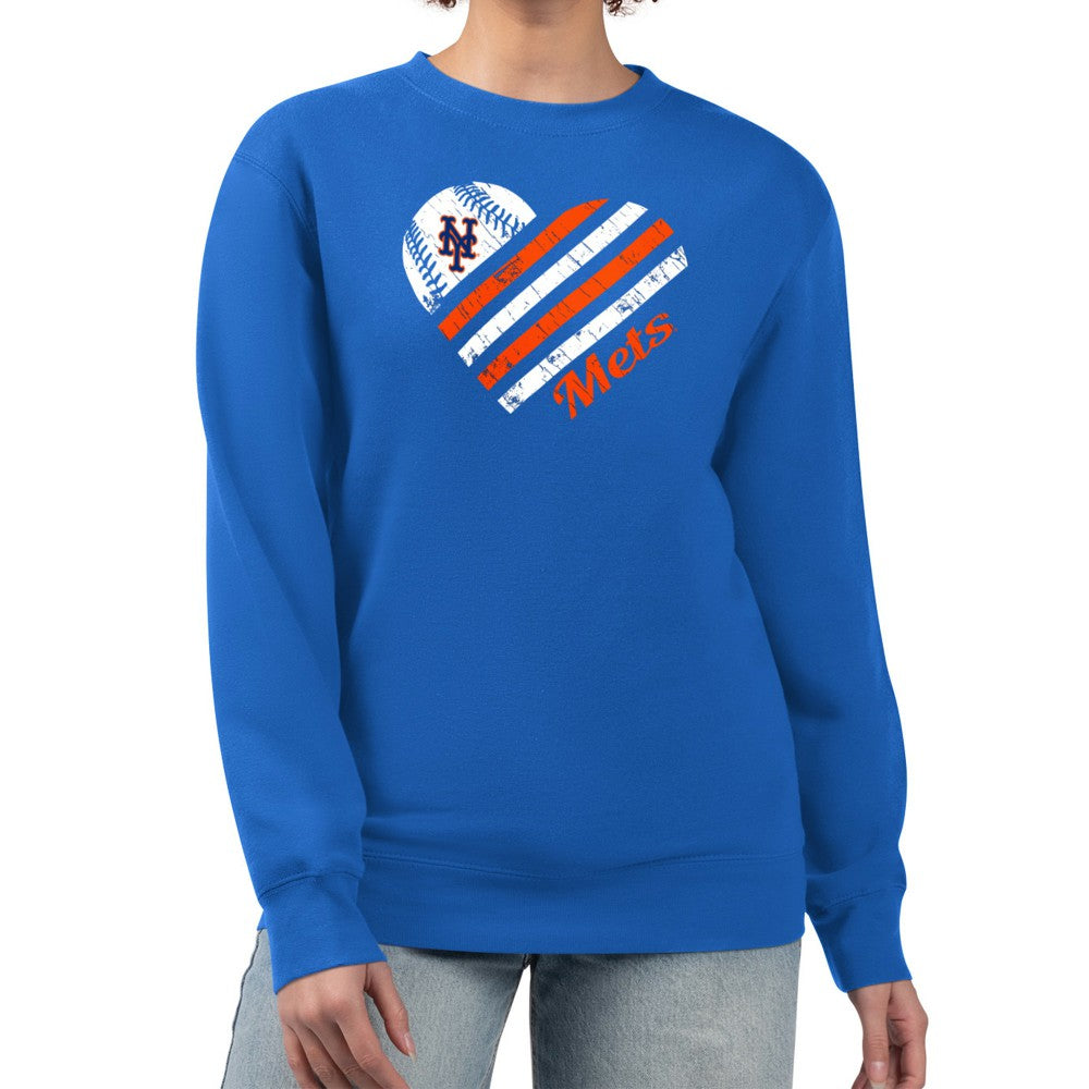 New York Mets G-III 4Her by Carl Banks Women's Heart Logo Fleece Pullover Sweatshirt - MLB