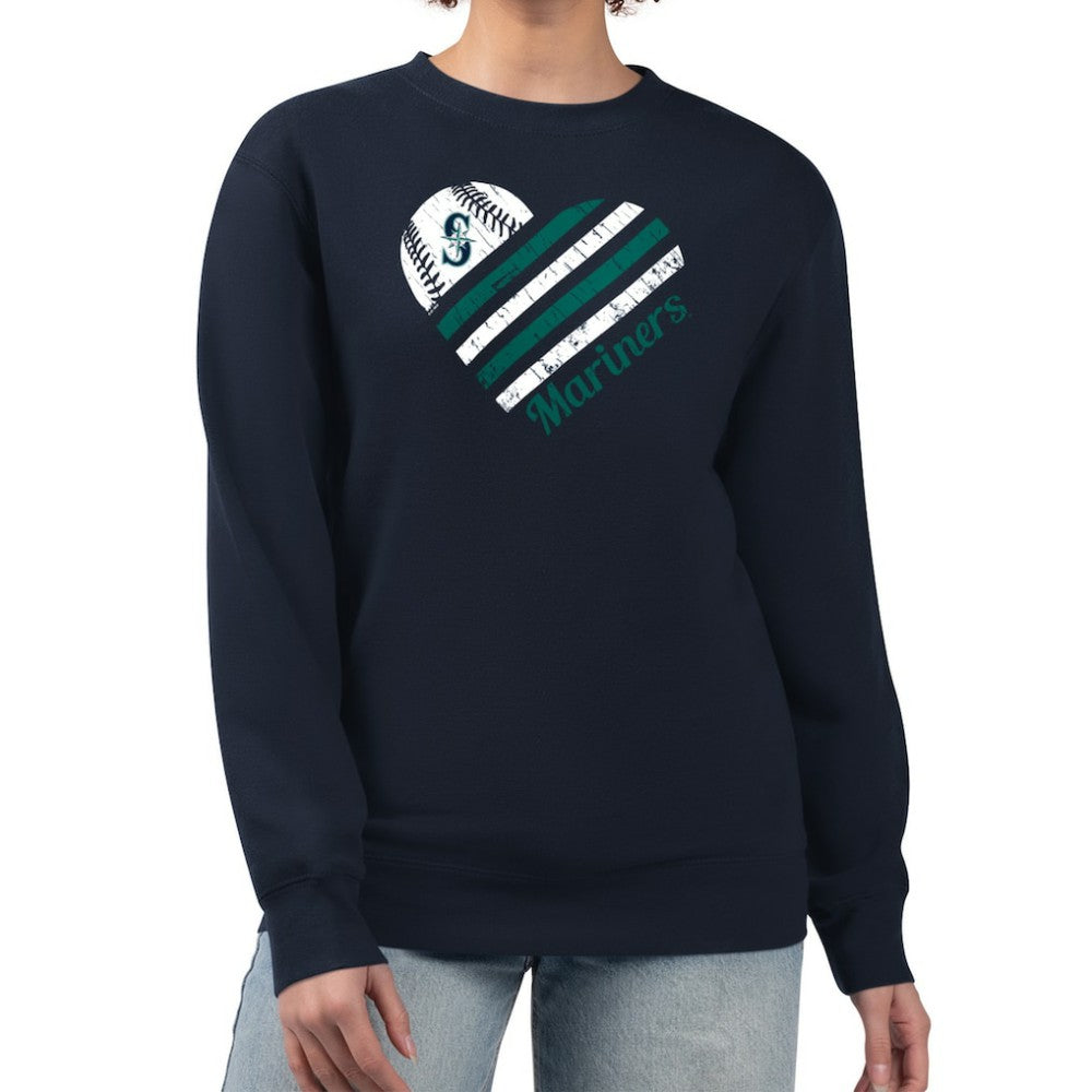 Seattle Mariners G-III 4Her by Carl Banks Women's Heart Logo Fleece Pullover Sweatshirt - MLB