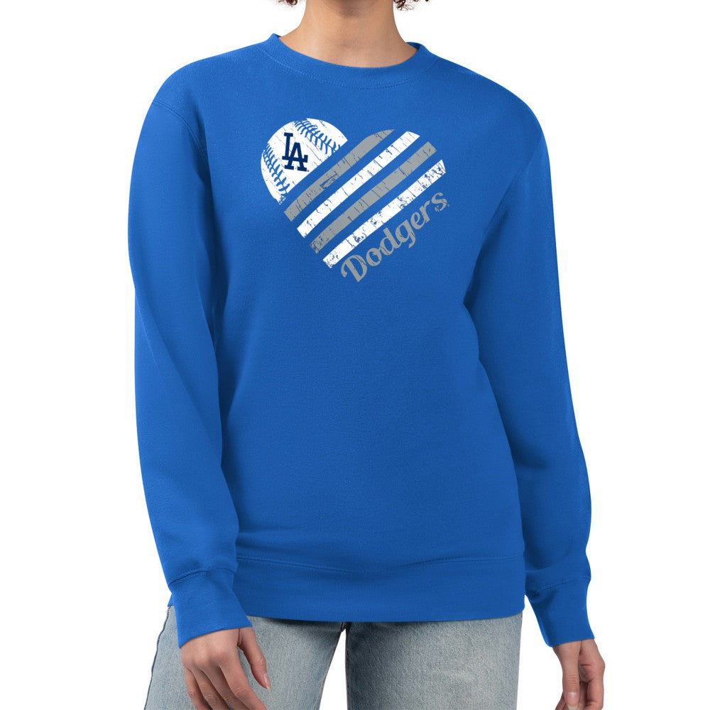 Los Angeles Dodgers G-III 4Her by Carl Banks Women's Heart Logo Fleece Pullover Sweatshirt - MLB