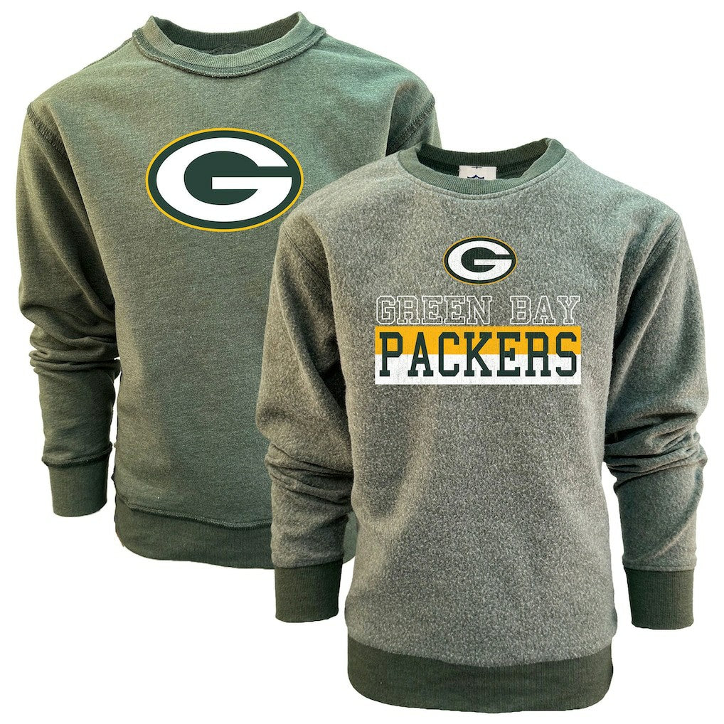 Green Bay Packers Wes & Willy Youth Reversible Fleece Pullover Sweatshirt Green | NFL