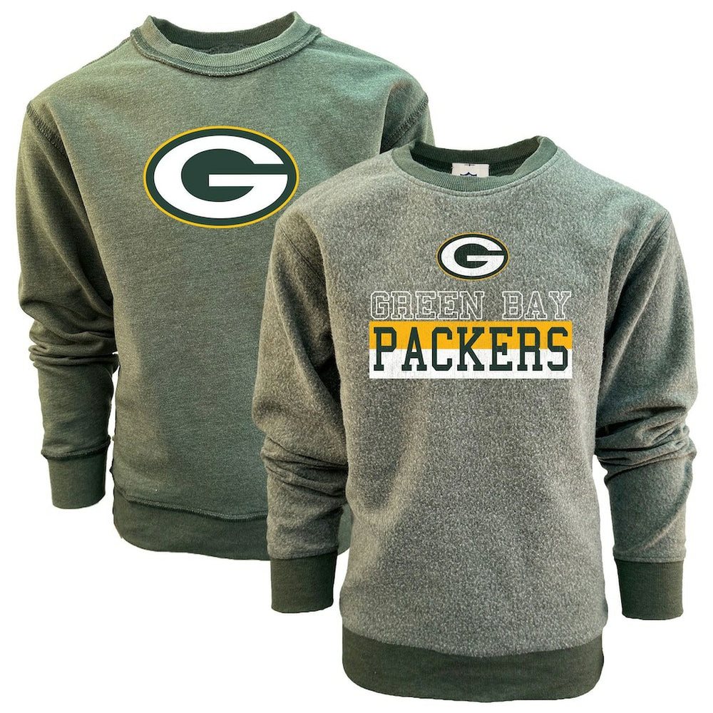 Green Bay Packers Wes & Willy Youth Reversible Fleece Pullover Sweatshirt Green | NFL