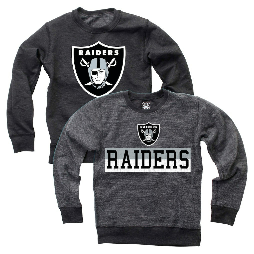 Las Vegas Raiders Wes & Willy Youth Reversible Fleece Pullover Sweatshirt Black | NFL