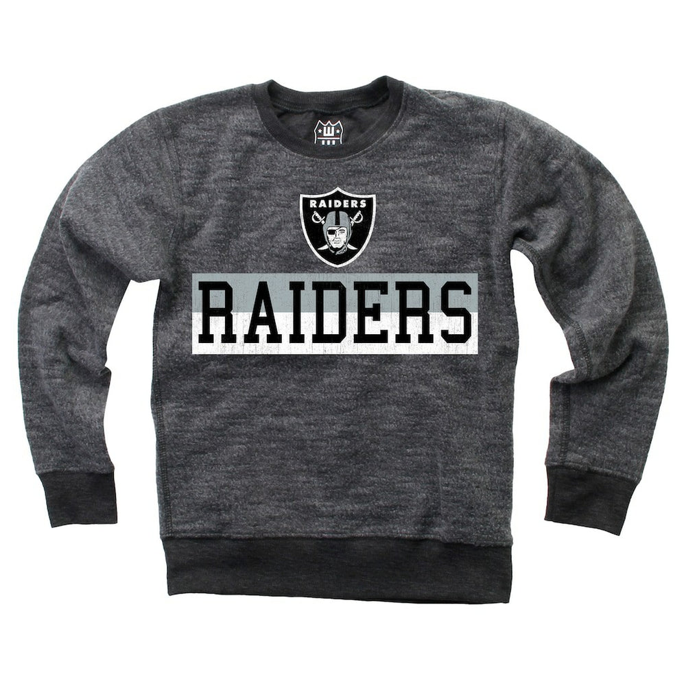 Las Vegas Raiders Wes & Willy Youth Reversible Fleece Pullover Sweatshirt Black | NFL