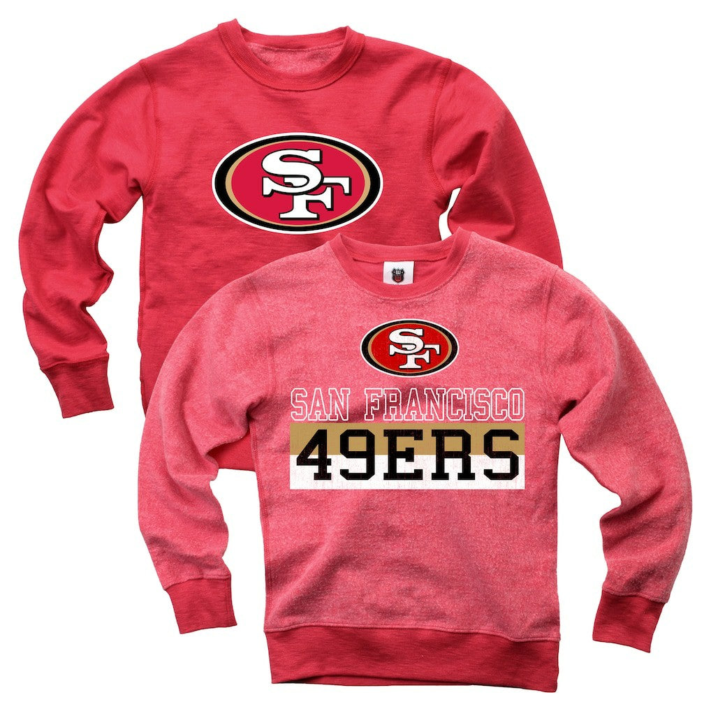 San Francisco 49ers Wes & Willy Youth Reversible Fleece Pullover Sweatshirt Scarlet | NFL