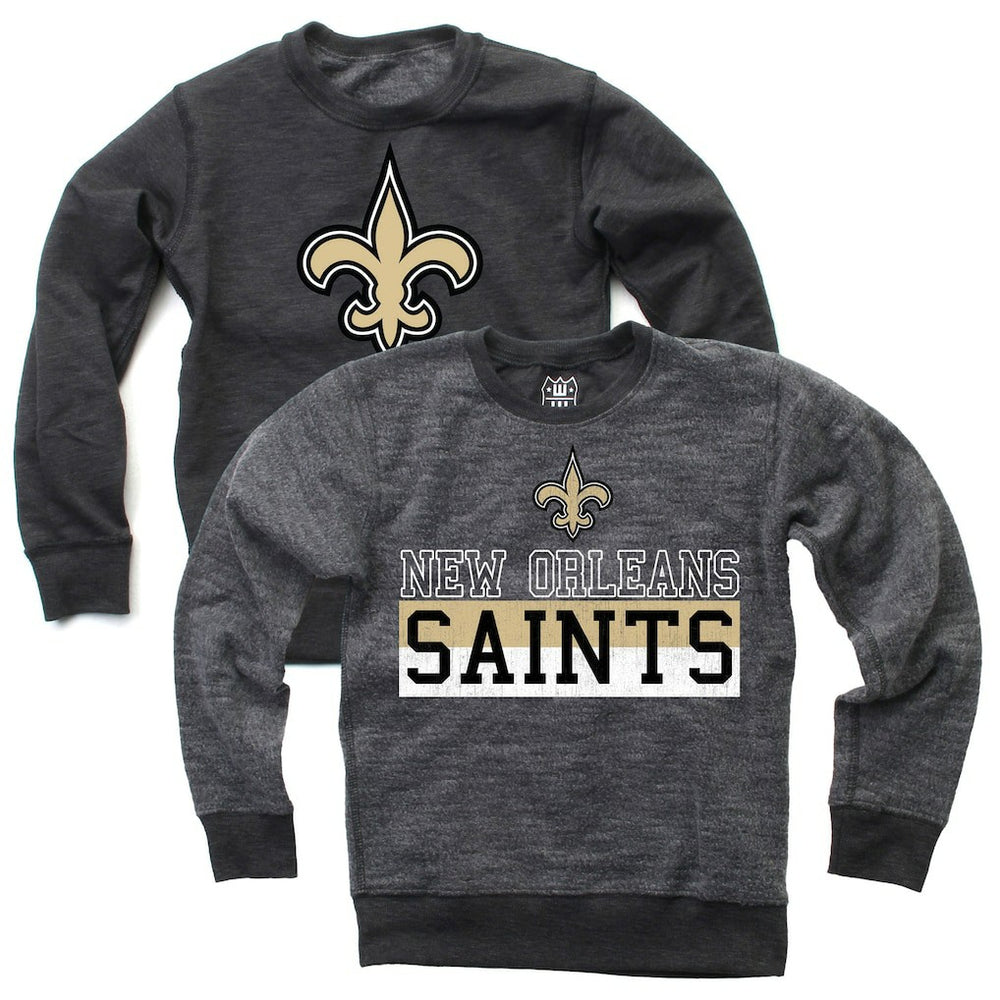 New Orleans Saints Wes & Willy Youth Reversible Fleece Pullover Sweatshirt Black | NFL