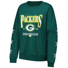 Green Bay Packers Gameday Couture Women's Rhinestone Star Sleeve Settle the Score Oversized Pullover Sweatshirt Green | NFL