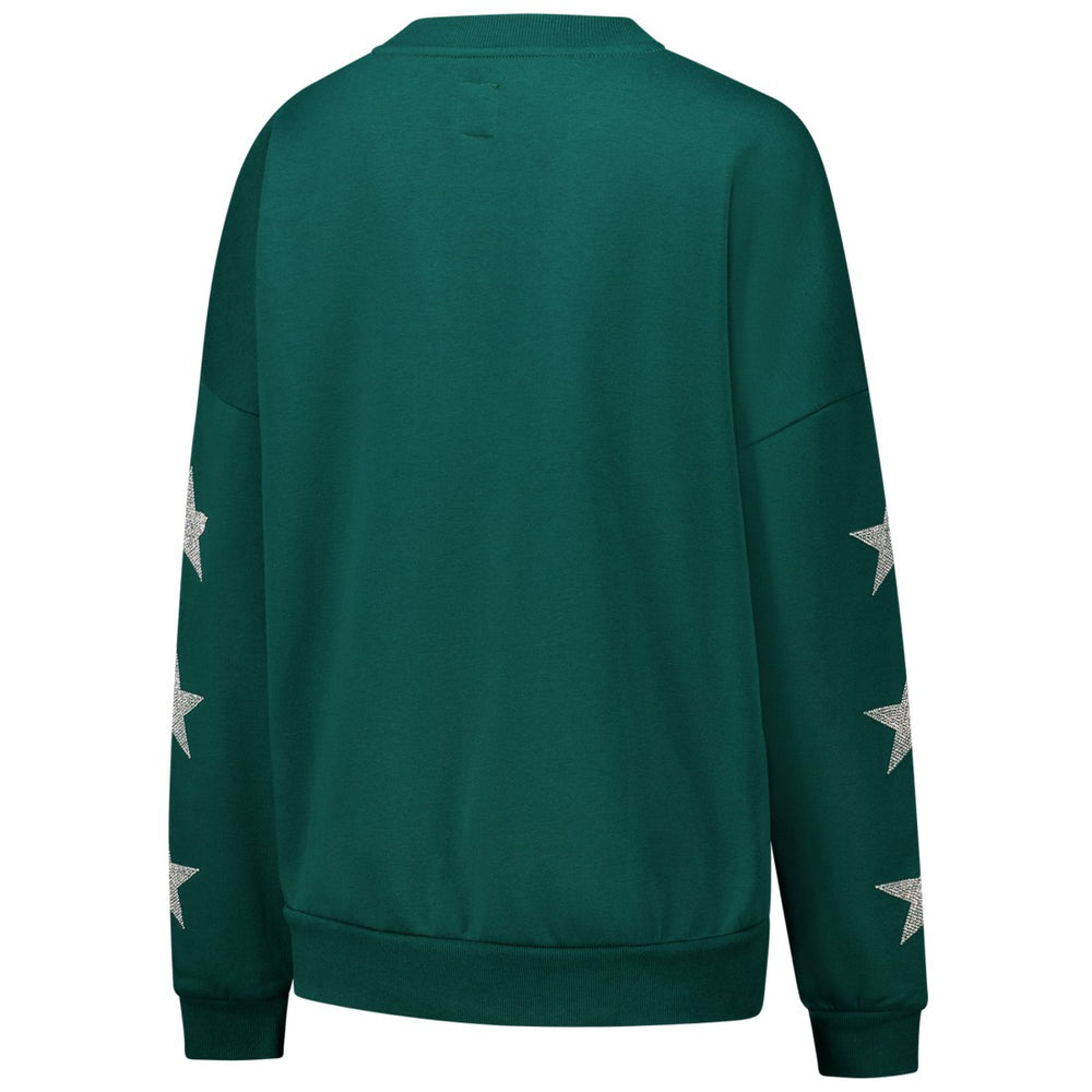 Green Bay Packers Gameday Couture Women's Rhinestone Star Sleeve Settle the Score Oversized Pullover Sweatshirt Green | NFL
