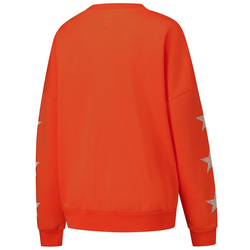 Cleveland Browns Gameday Couture Women's Rhinestone Star Sleeve Settle the Score Oversized Pullover Sweatshirt Orange | NFL