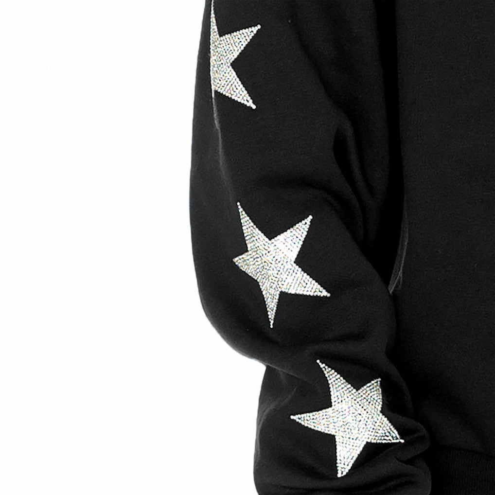 Jacksonville Jaguars Gameday Couture Women's Rhinestone Star Sleeve Settle the Score Oversized Pullover Sweatshirt Black | NFL