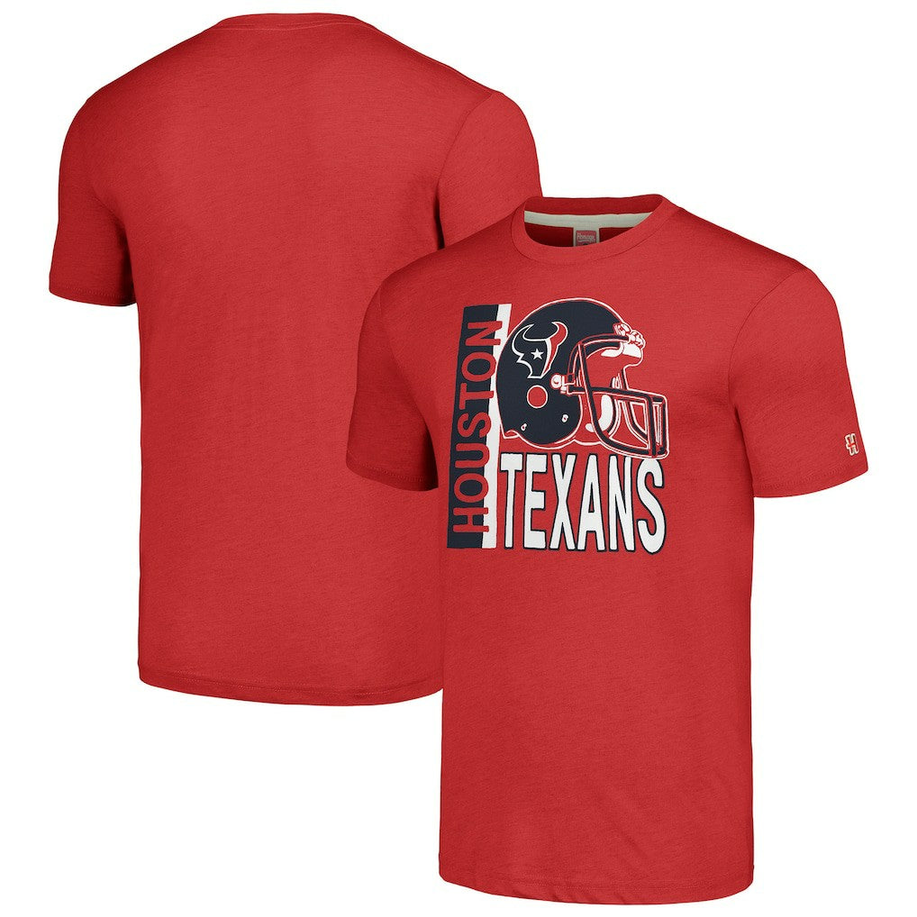 Houston Texans Homage Unisex Helmet Stripe Tri-Blend T-Shirt Red | NFL