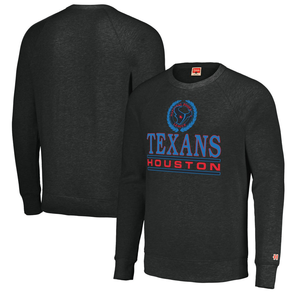 Houston Texans Homage Unisex Color Rush Crest Tri-Blend Pullover Sweatshirt Charcoal | NFL