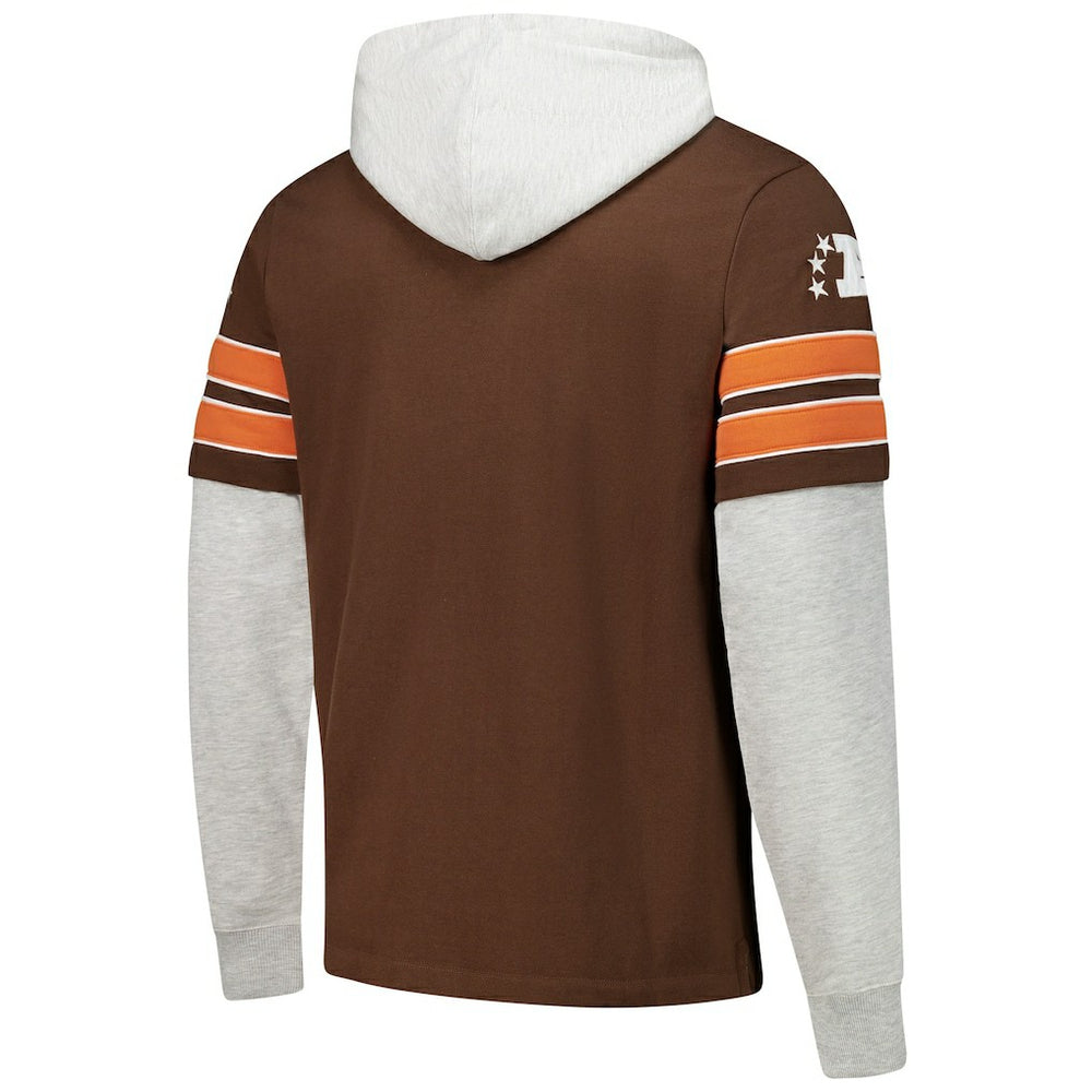 Cleveland Browns '47 Throwback Double Header Blitz Cornerback Hoodie Brown | 47 brand