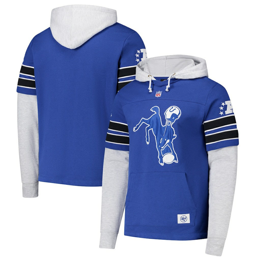 Indianapolis Colts '47 Throwback Double Header Blitz Cornerback Hoodie Royal | 47 brand