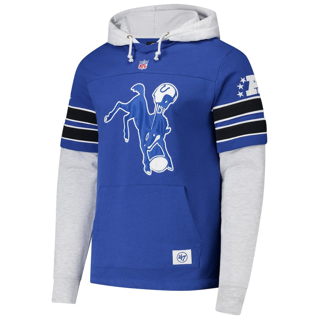 Indianapolis Colts '47 Throwback Double Header Blitz Cornerback Hoodie Royal | 47 brand
