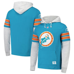Miami Dolphins '47 Throwback Double Header Blitz Cornerback Hoodie Aqua | 47 brand