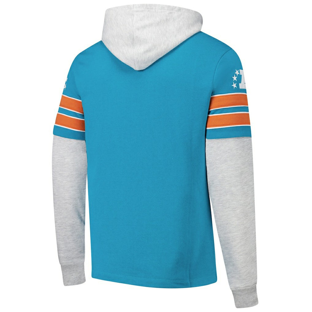 Miami Dolphins '47 Throwback Double Header Blitz Cornerback Hoodie Aqua | 47 brand