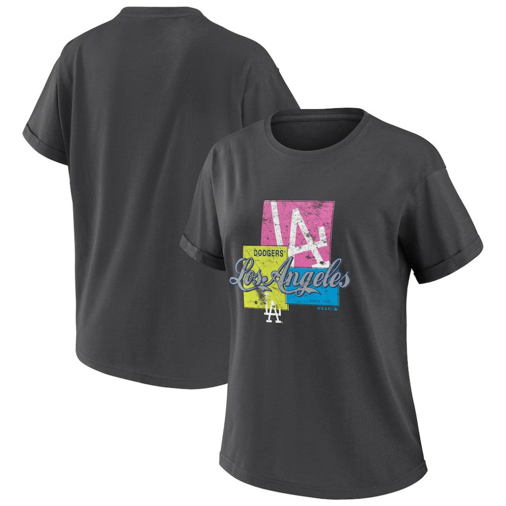 Los Angeles Dodgers WEAR by Erin Andrews Women's Domestic Box Color Boyfriend T-Shirt - MLB