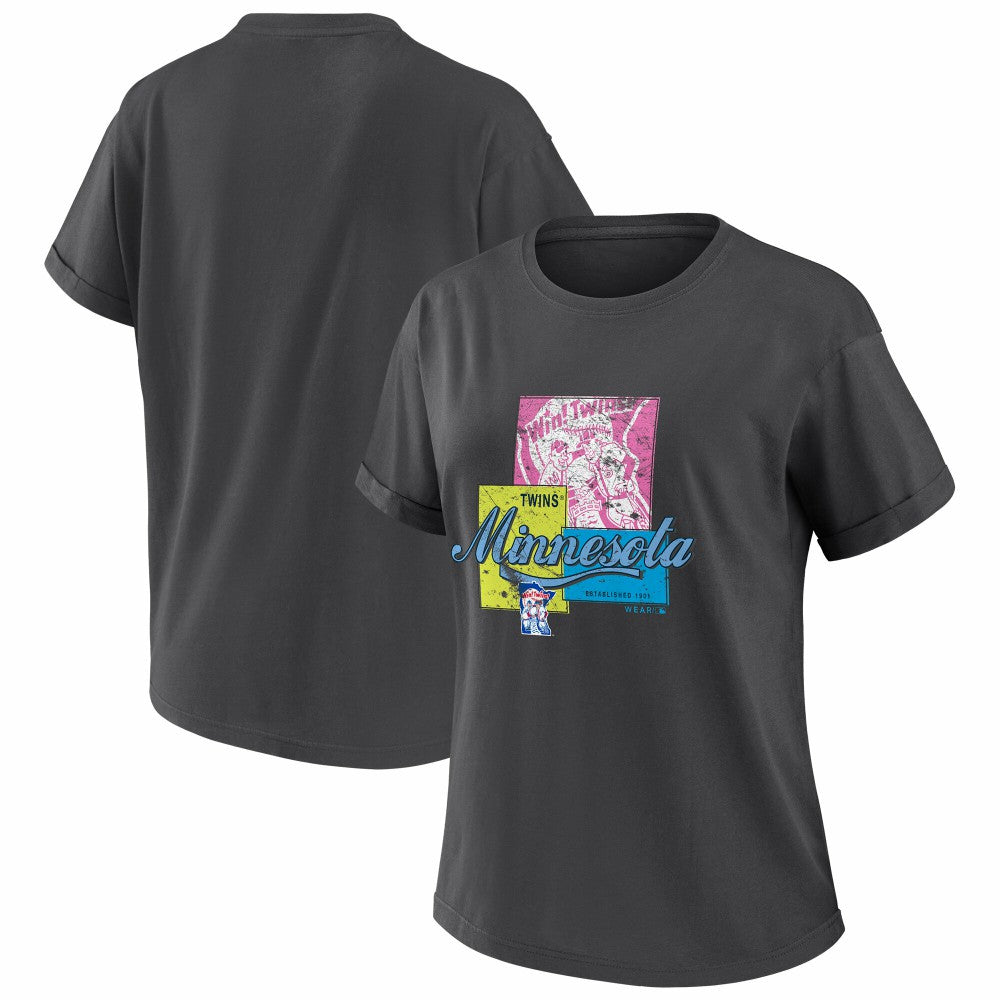 Minnesota Twins WEAR by Erin Andrews Women's Domestic Box Color Boyfriend T-Shirt - MLB