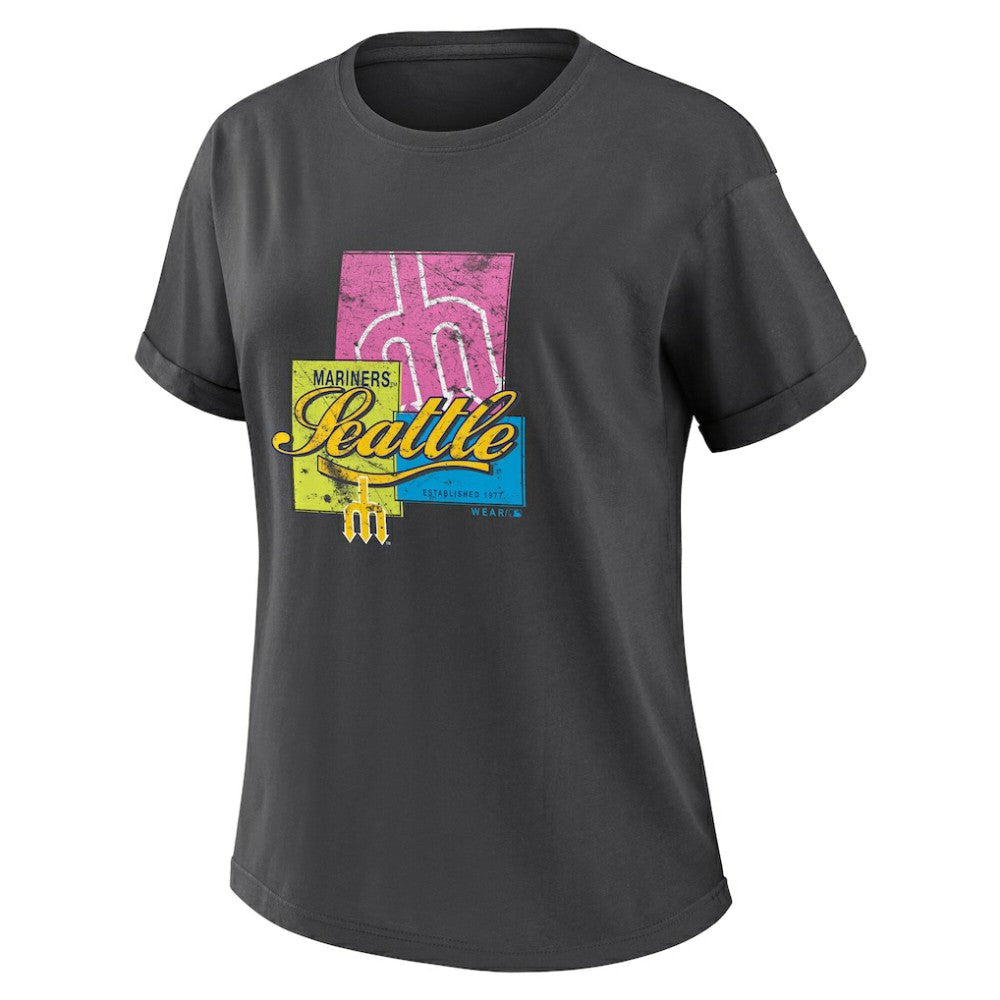 Seattle Mariners WEAR by Erin Andrews Women's Domestic Box Color Boyfriend T-Shirt - MLB