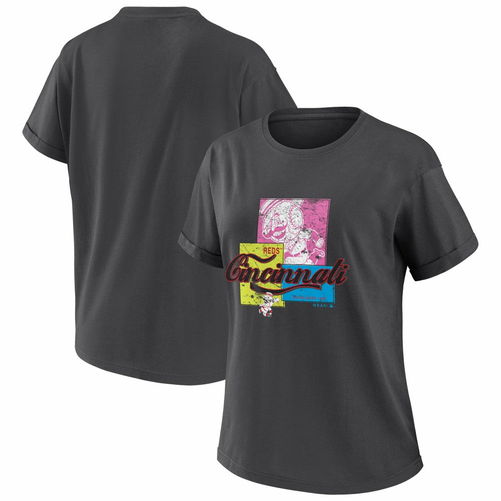Cincinnati Reds WEAR by Erin Andrews Women's Domestic Box Color Boyfriend T-Shirt - MLB