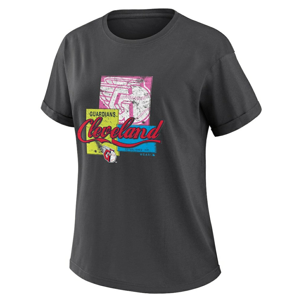 Cleveland Guardians WEAR by Erin Andrews Women's Domestic Box Color Boyfriend T-Shirt - MLB