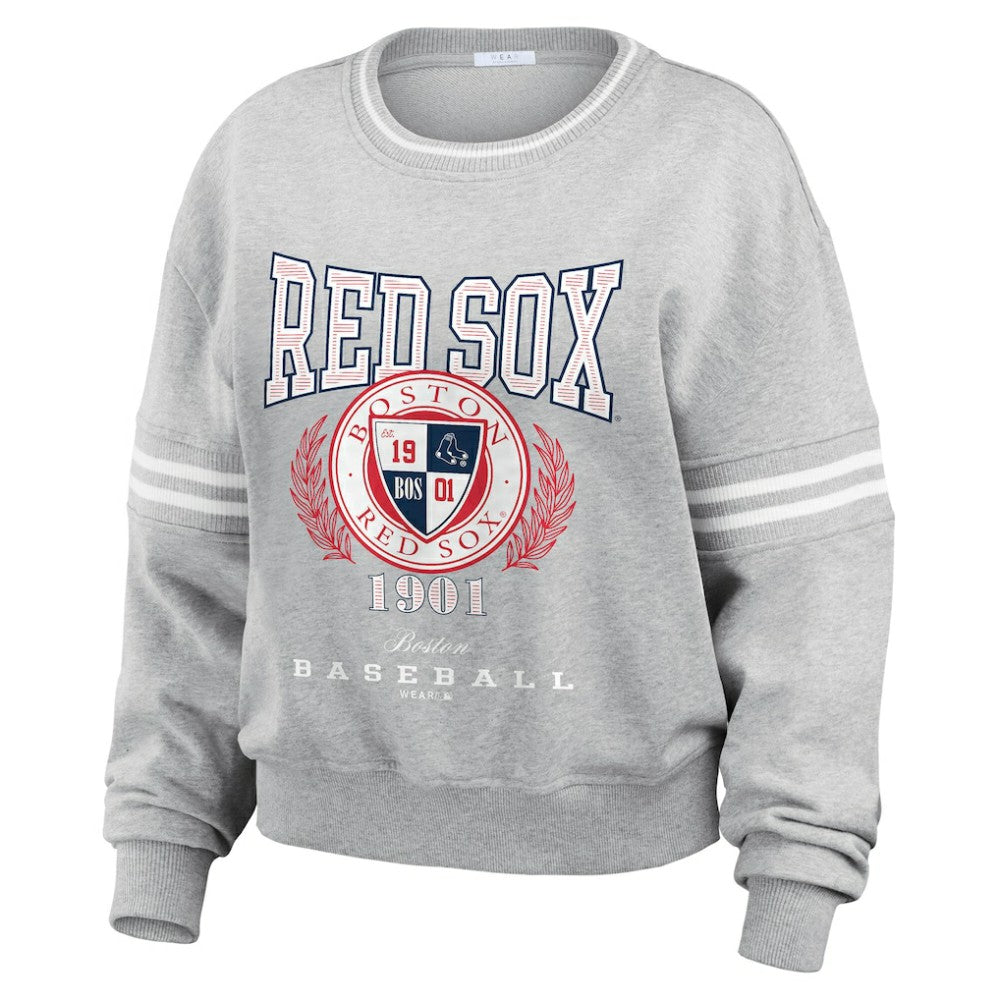 Boston Red Sox WEAR by Erin Andrews Women's Domestic Crest Pullover Sweatshirt - MLB