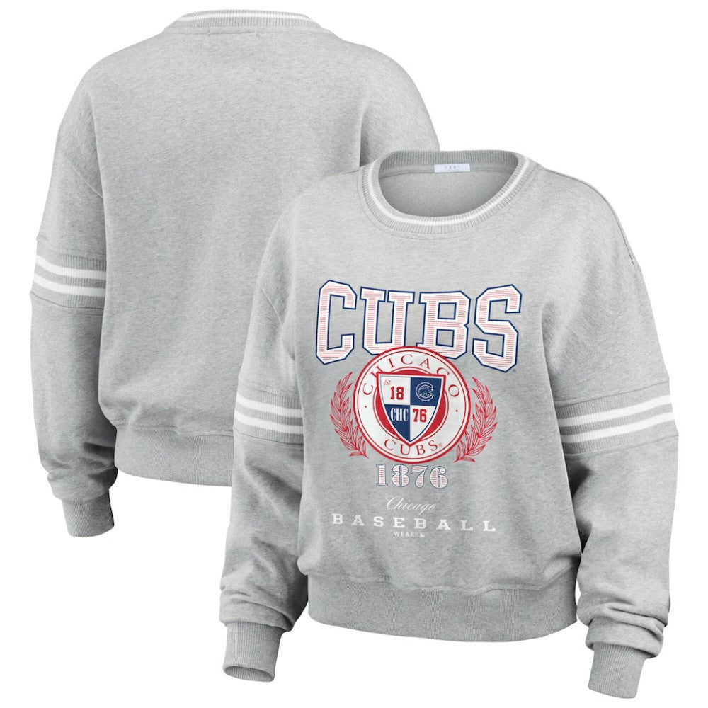 Chicago Cubs WEAR by Erin Andrews Women's Domestic Crest Pullover Sweatshirt - MLB