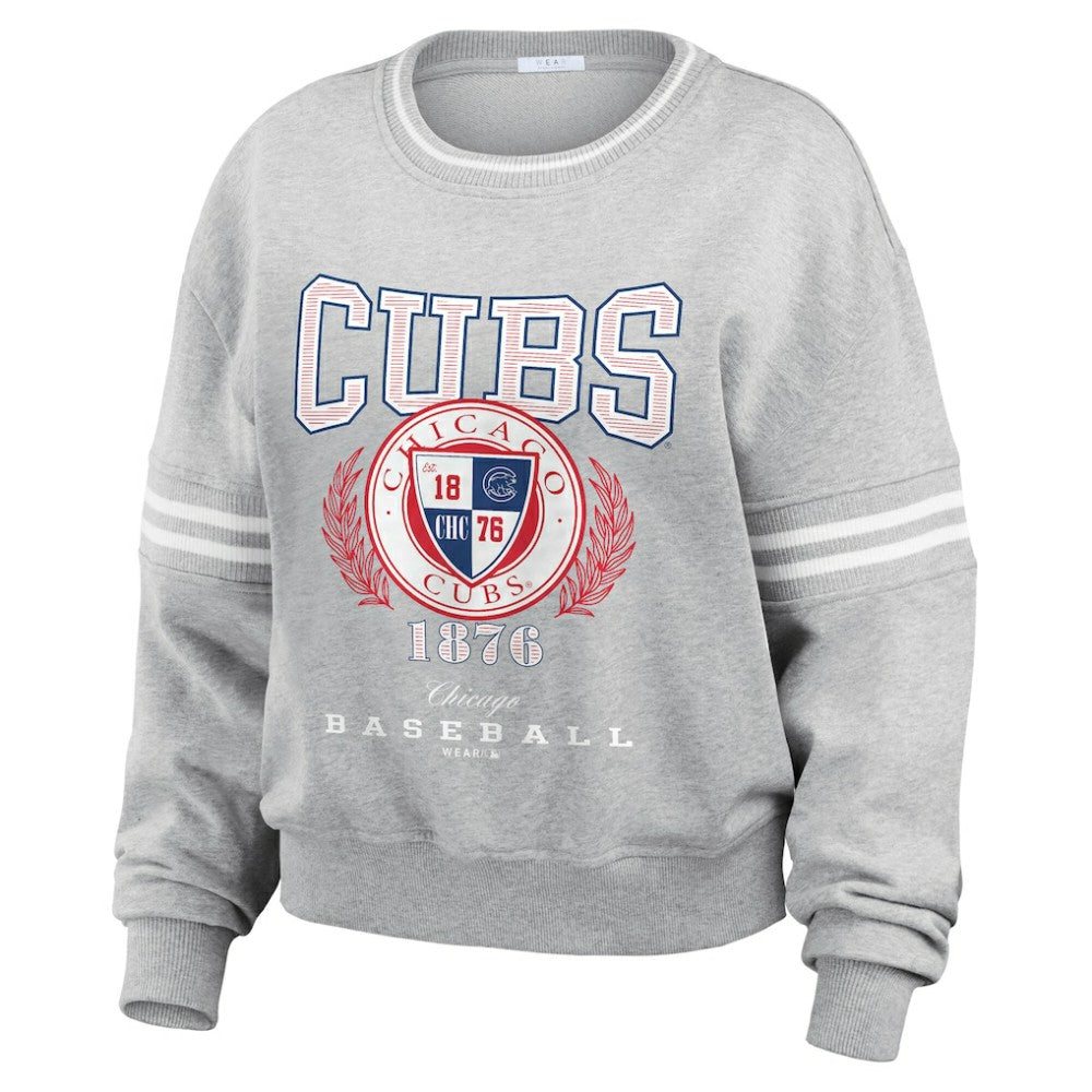 Chicago Cubs WEAR by Erin Andrews Women's Domestic Crest Pullover Sweatshirt - MLB