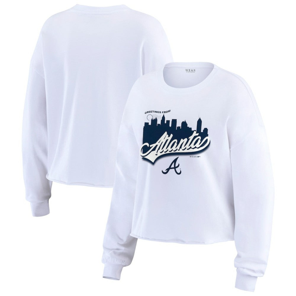 Atlanta Braves WEAR by Erin Andrews Women's Domestic Postcard Long Sleeve T-Shirt - MLB
