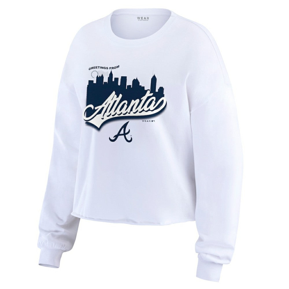 Atlanta Braves WEAR by Erin Andrews Women's Domestic Postcard Long Sleeve T-Shirt - MLB