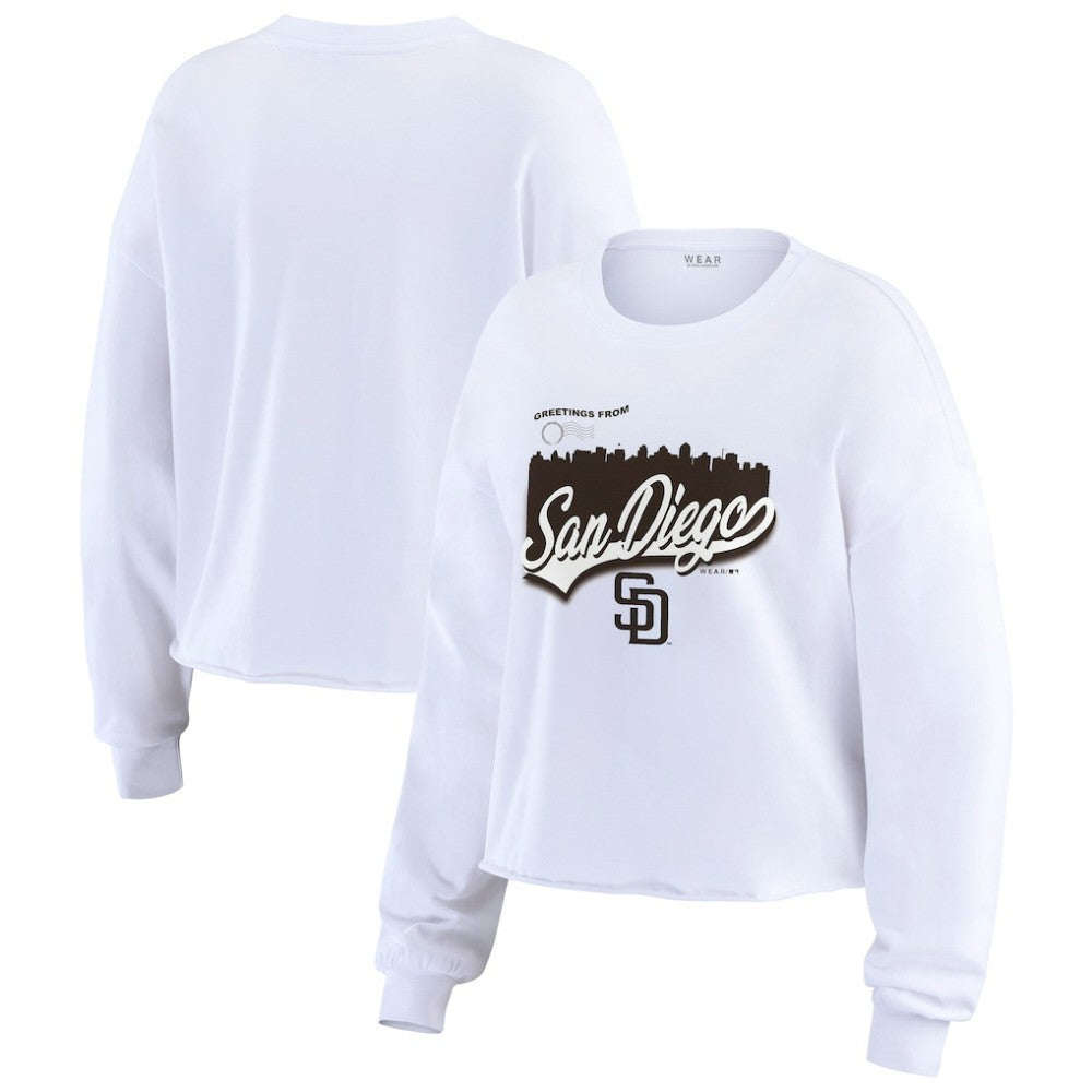 San Diego Padres WEAR by Erin Andrews Women's Domestic Postcard Long Sleeve T-Shirt - MLB