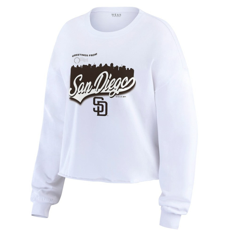 San Diego Padres WEAR by Erin Andrews Women's Domestic Postcard Long Sleeve T-Shirt - MLB