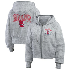 St. Louis Cardinals WEAR by Erin Andrews Women's Speckled Fleece Cropped Full-Zip Hoodie - MLB
