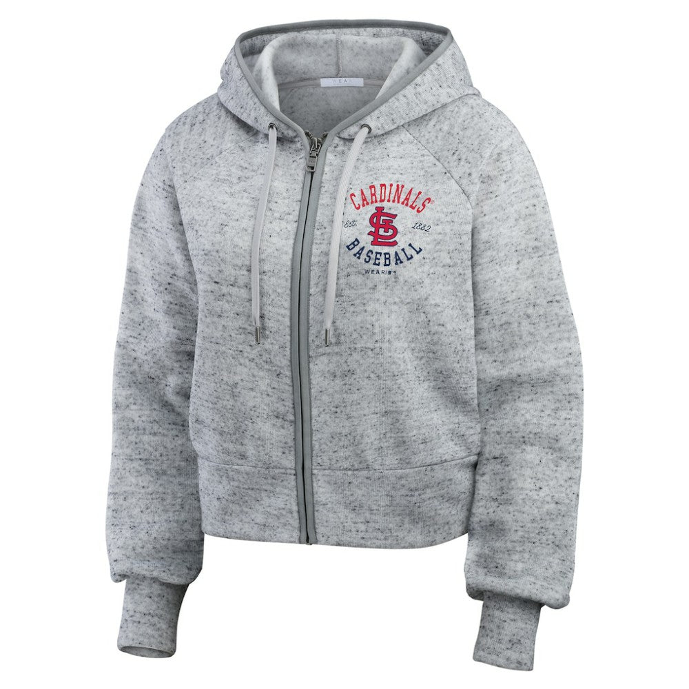 St. Louis Cardinals WEAR by Erin Andrews Women's Speckled Fleece Cropped Full-Zip Hoodie - MLB